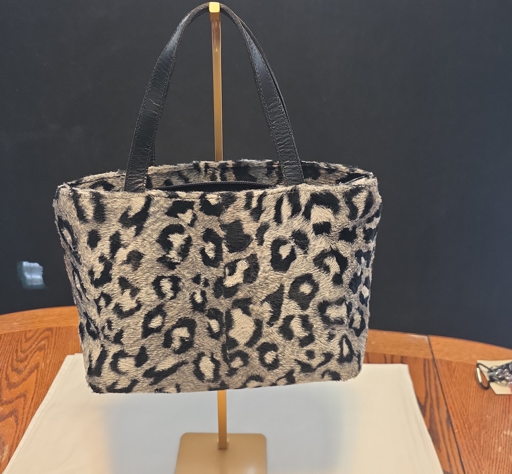 Maxx New York Leopard Faux Fur Tote in Beige and Black
